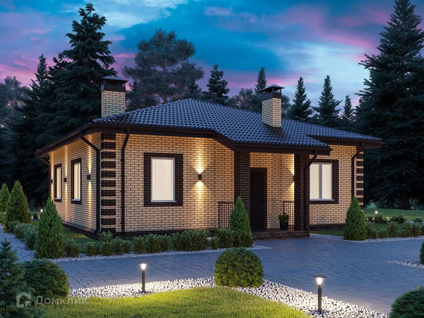 Проект ПСД-16, 90,4 м² — одноэтажный каменный дом площадью 90,4 м². планировкой предусмотрены 3 спальни, 1 санузел и кухня-гостиная. проект подойдёт тем, кто ценит отдельные комнаты и пространство для совместного времени., Марий Эл, Чувашия, Киров и Н. Новгород