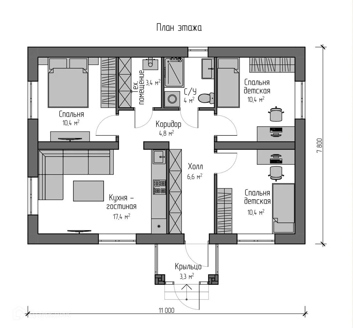 Планировка ПСД-10 — вариант 1, Марий Эл, Чувашия, Киров и Н. Новгород